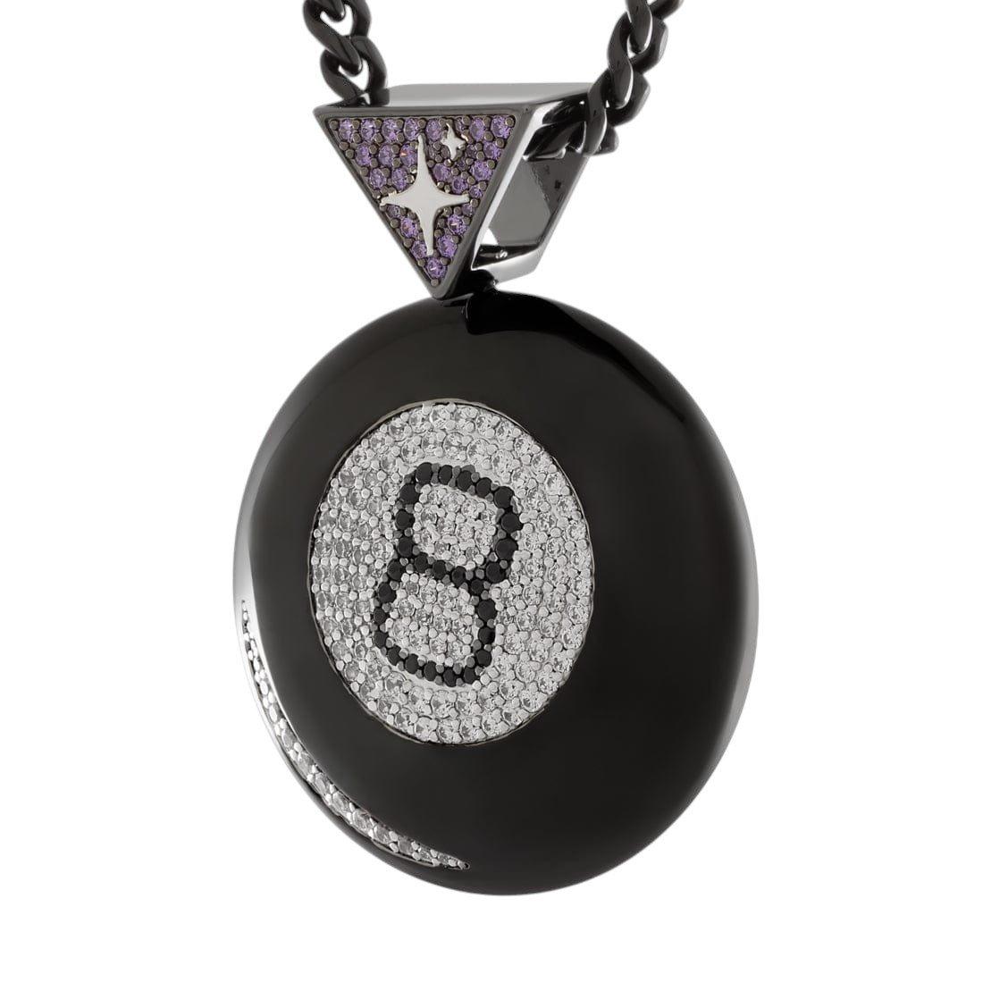 King Ice X Magic 8 Ball Necklace - Black - BLACK